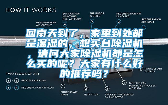 回南天到了，家里到處都是濕濕的，想買臺除濕機，請問大家除濕機都是怎么買的呢？大家有什么好的推薦嗎？